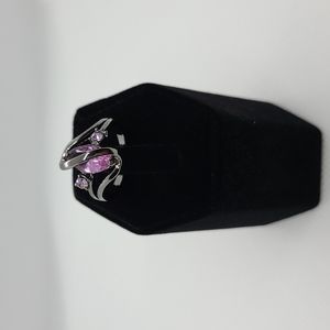 Genuine purple crystal Marquise Cut and black Titanium Womens Size 6 ring